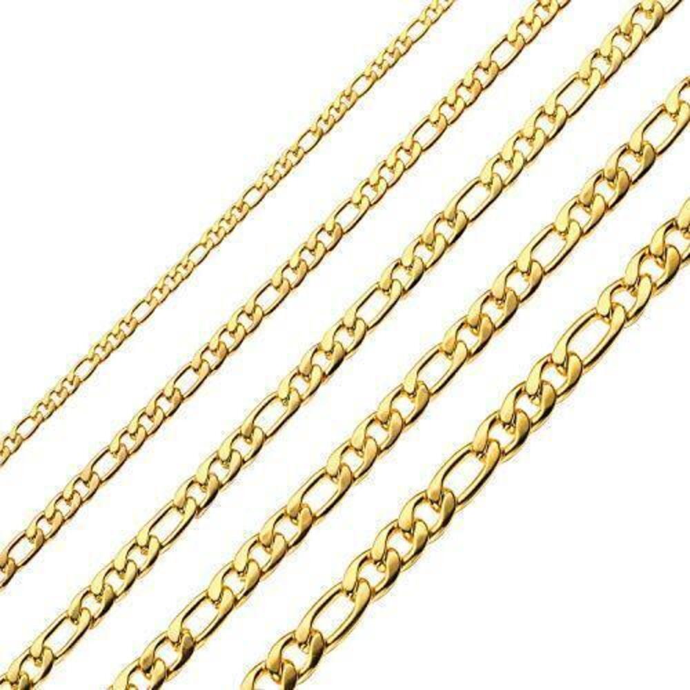 8236 Chain & 18K Real Gold Plated Stainless Steel Figaro Necklace 6.5MM 24
